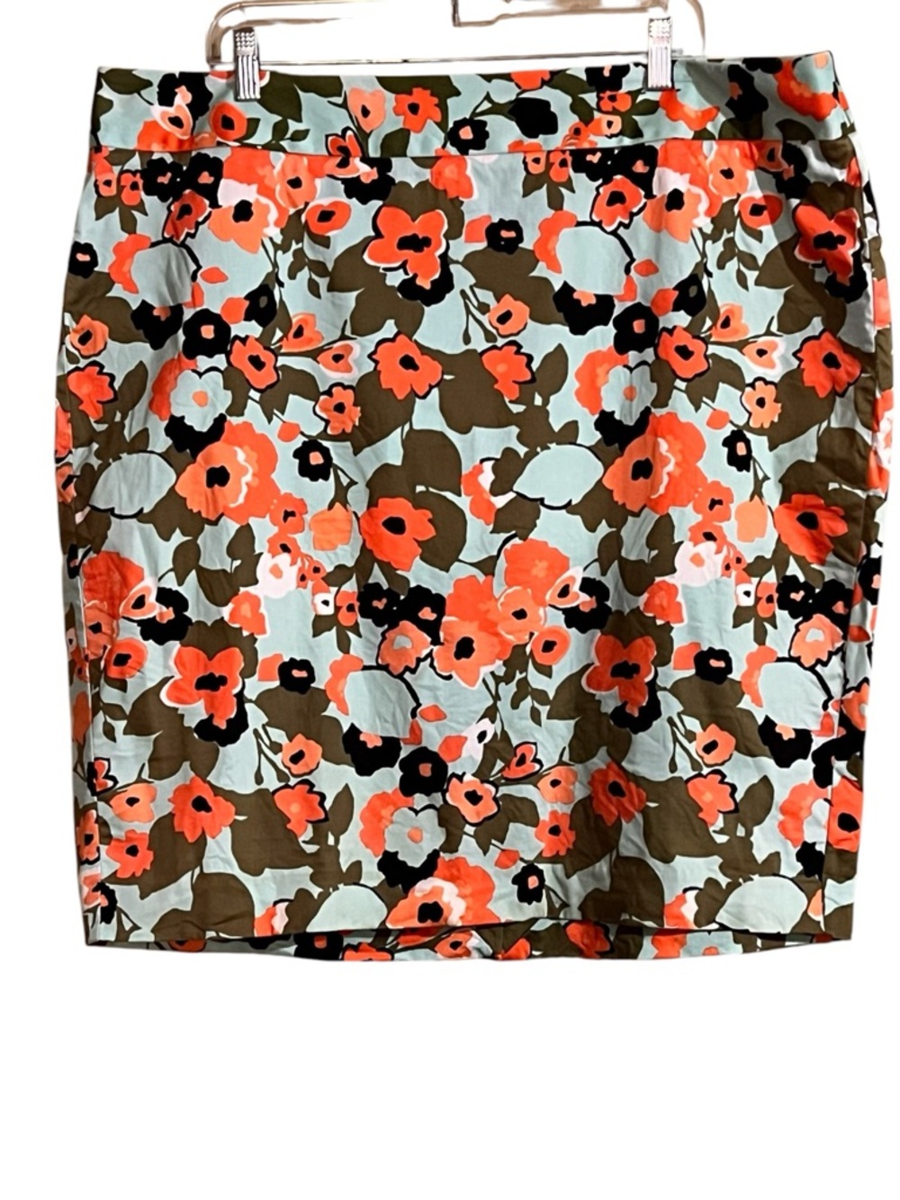 Lane Bryant Women’s Midi Skirt 22 in Coral Floral, Olive Green and Light Blue